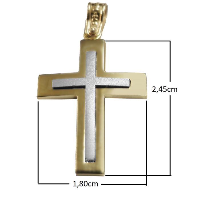 Men's cross double sided Yellow and White Gold 14ct ITZ0074